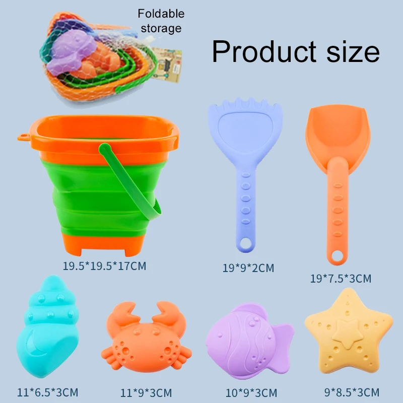Children Summer Sand Playing Toys Plastic Seaside Outdoor Folding Bucket Water Gun Entertainment Over 3 Years Old Kids Gifts TMZ 2