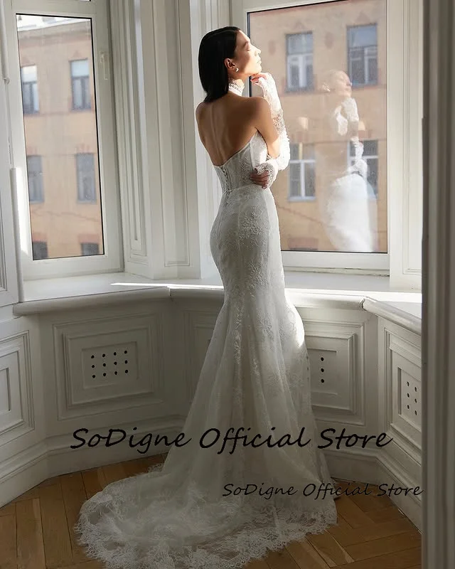SoDigne Mermaid Lace Bride Dresses Sleeveless Detachable Sleeves Wedding Dress Long Bridal Gowns Robe De Mairee Customized 12 Sdb801867464841b0a6b03100662ba2e07
