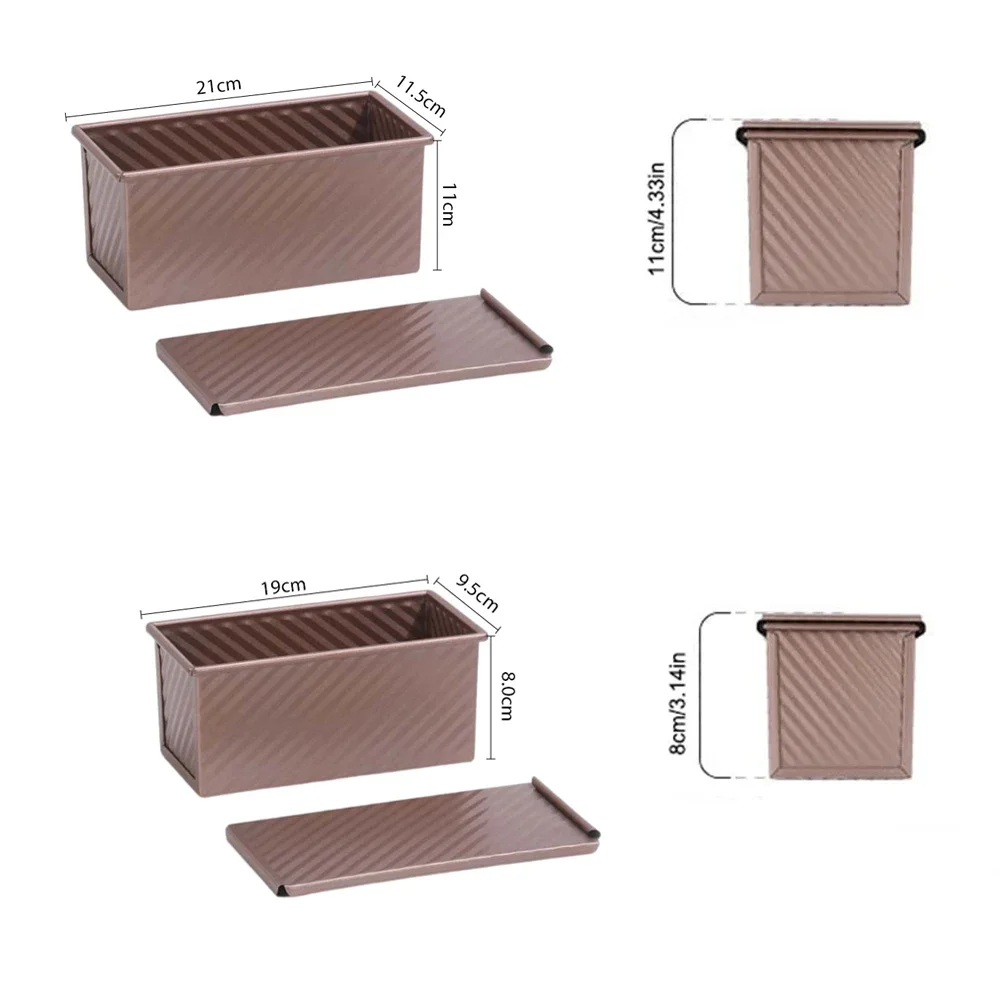 Bread Toast Baking Box with Lid Rectangle Loaf Pan with Cover  Baking Mould Cake Toast Non-Stick Aluminized Steel Bread Mould