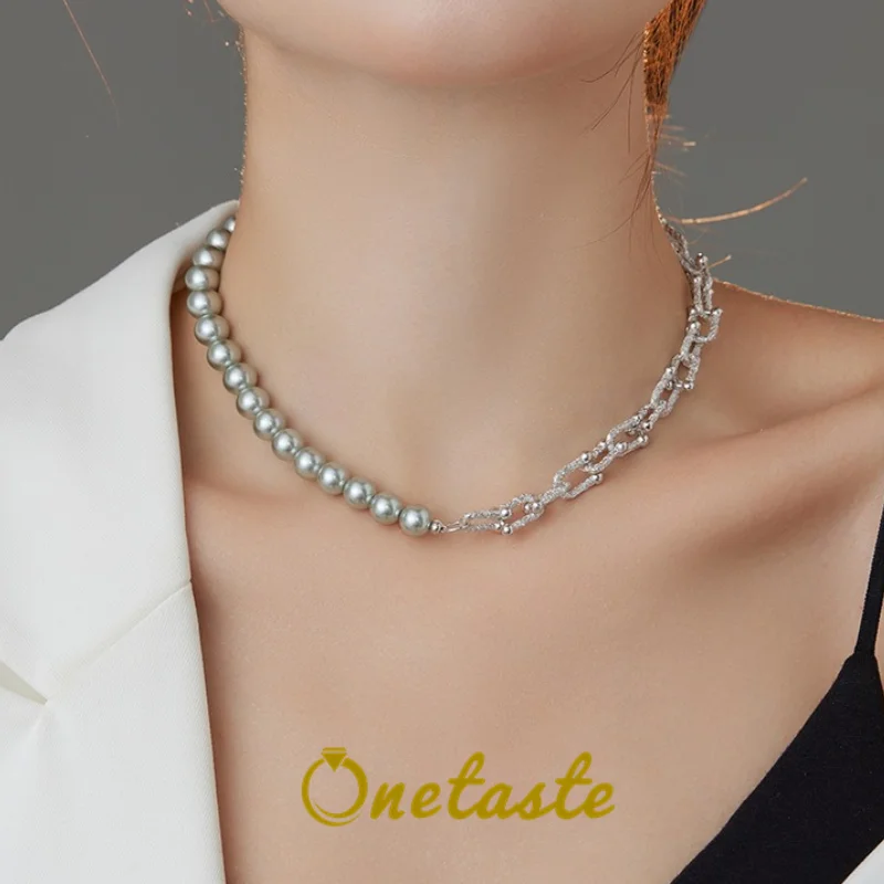 

925 Sterling Silver Pearl Bead Strand Chain Necklace For Women Simple Trendy Luxury Chokers Necklaces 2023 New Best Gift Girl