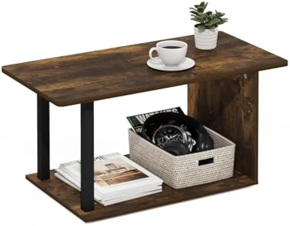 Basic Home Living Coffee Table, Amber Pine/Black 5