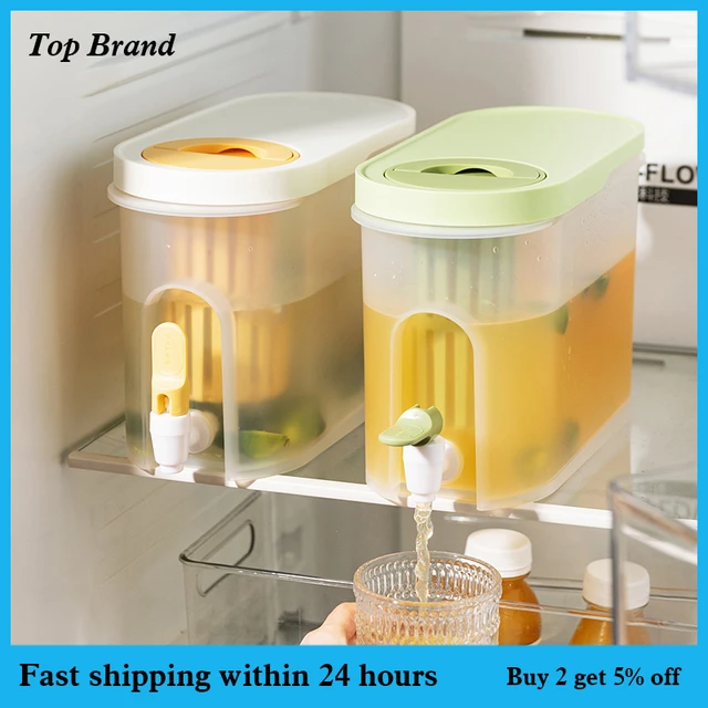 1pc 3.9l Household Cold Water Kettle With Tap, Green Plastic Cool Water  Container With Spigot For Fridge, Creative Fruit Juice & Iced Tea Dispenser  For Party, Summer