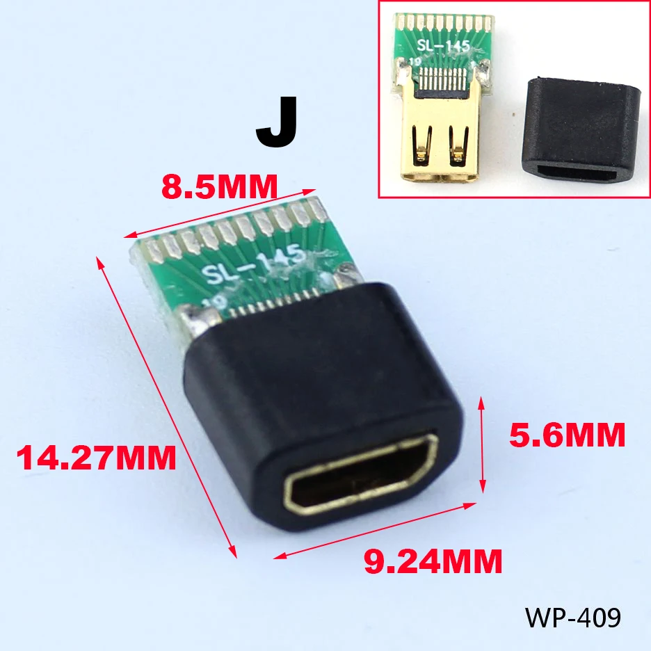 HDMI Male to Female Mini Connector Adapter Board with 2.54mm Pitch PCB