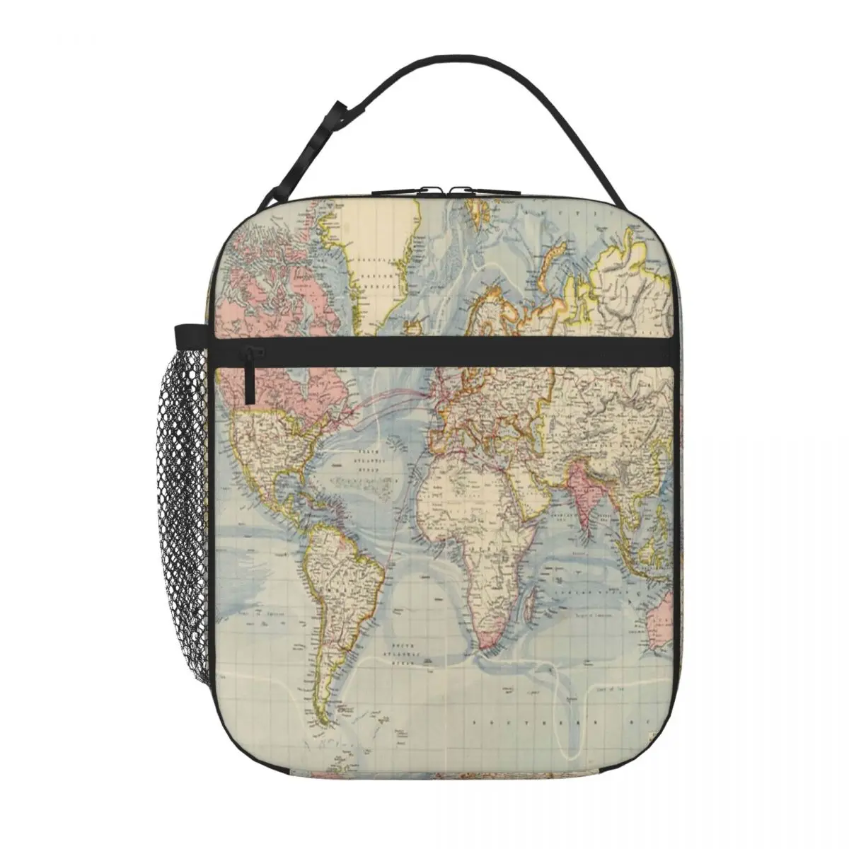 Blu Vintage Historical World Map Lunch Tote Lunchbox Borse Isolanti Piccola Borsa Termica