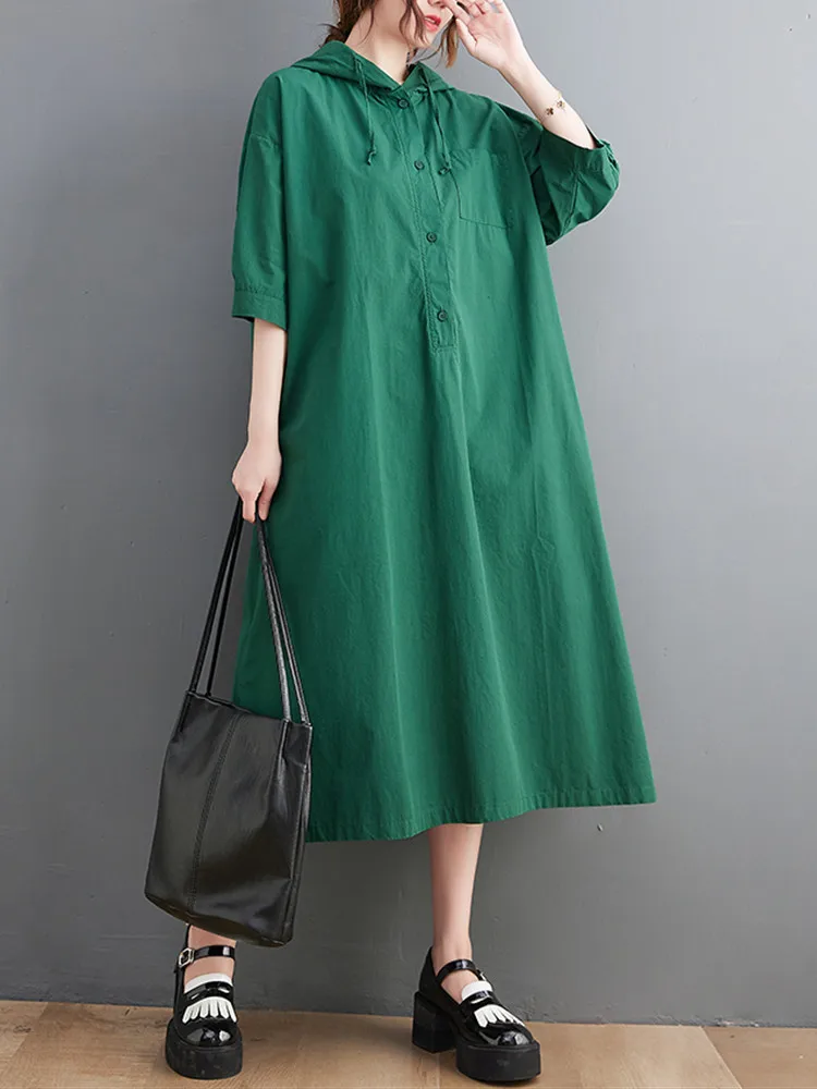 

Женское винтажное платье с капюшоном Anteef, повседневное Свободное длинное летнее платье с коротким рукавом, 2022