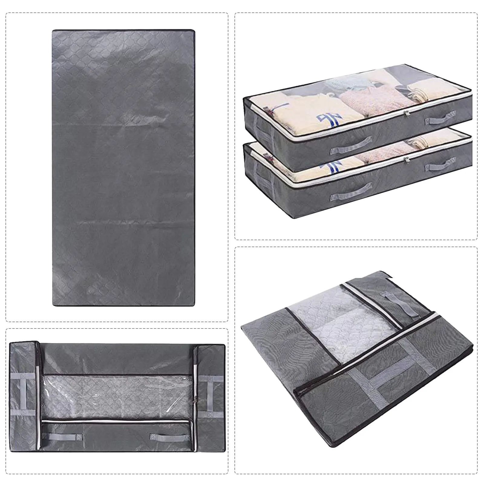 Foldable Under Bed Storage Bag Clothes Storage Bin with Clear Window & Handles Quilt Storage Container Multifunction for Bedroom 6