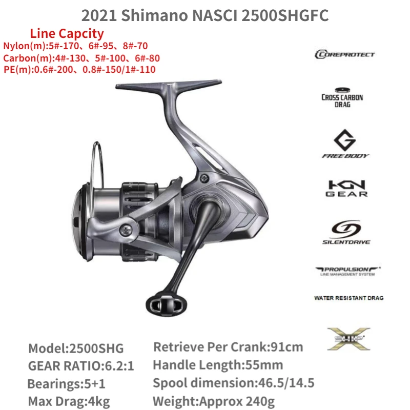2021 SHIMANO NASCI FC 500 C2000 2500 2500HG 2500SHG C3000 C3000HG