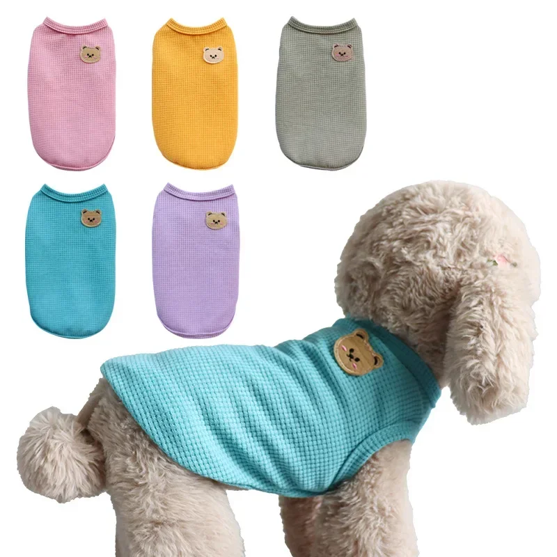 

Pet Tank Top Summer Thin Pet Dog Clothing Cat Solid Color T-shirt Clothing Small Medium size Dog Chihuahua York Dog Pet Supplies