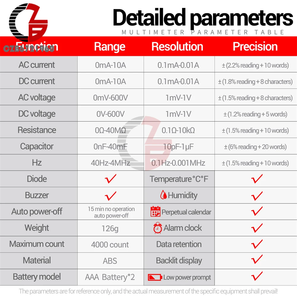 Digital Smart Multimeter Transistor Testers AC/DC True RMS Auto Electrical Capacitance Meter Voltmeter Current Voltage Tester digital multimeter transistor tester