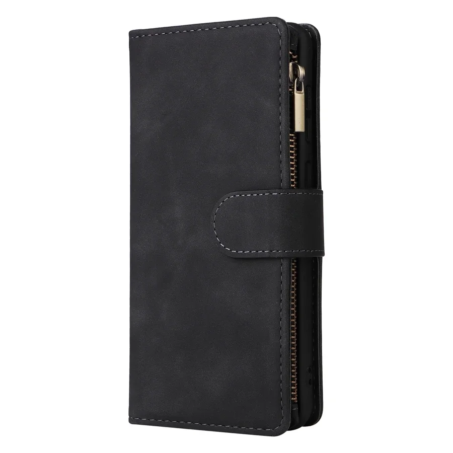Luxury Zipper Leather Wallet Case