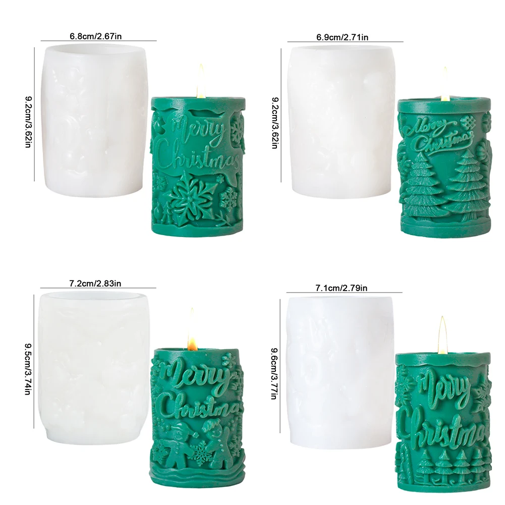 Scented Candle Silicone Mold DIY Handmade Christmas Candle Making Tools Merry Christmas Phrases Pillar Candle Mould X-mas Gifts