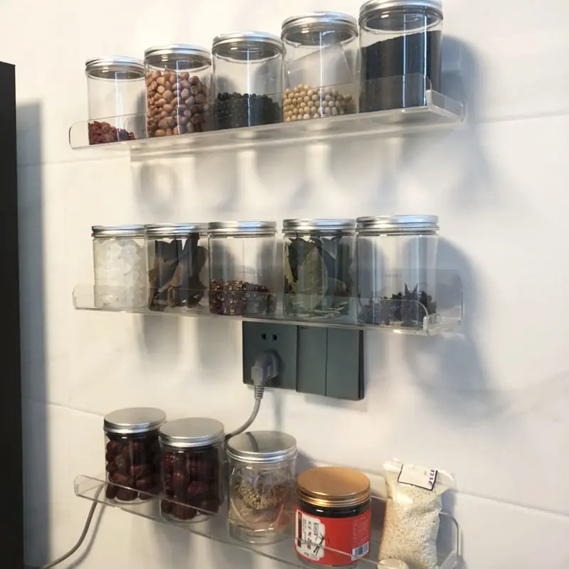 Clear Acrylic Shelf Wall Hanging Panel Perforated Bathroom Toilet Kitchen Storage Rack