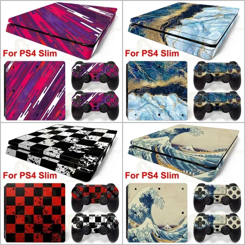 PS4 Slim Console Stickers Fashion Style Full Body Protective Skin Decals for SONY PlayStation 4 Controller Game Pad