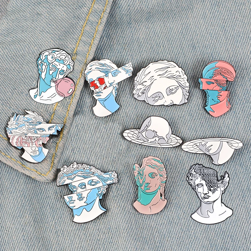 

Pins Split Head Sculpture Badges Custom Brooches Cartoon Role Bag Clothes Lapel Pin Jewelry Gift Amazing Art Enamel