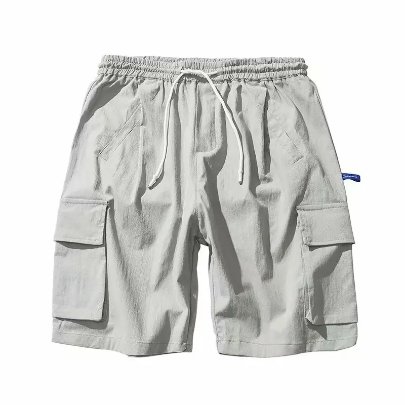 Casual Work Attire Capris Youth Loose Multi Pocket Shorts Mens Summer Tie Up Closure Pants