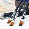 Angular Paint Brushes Set, 9 Pcs Paintbrushes Long Handle for Acrylic Oil Watercolor Gouache Painting Nylon Angle Shader Brush 4