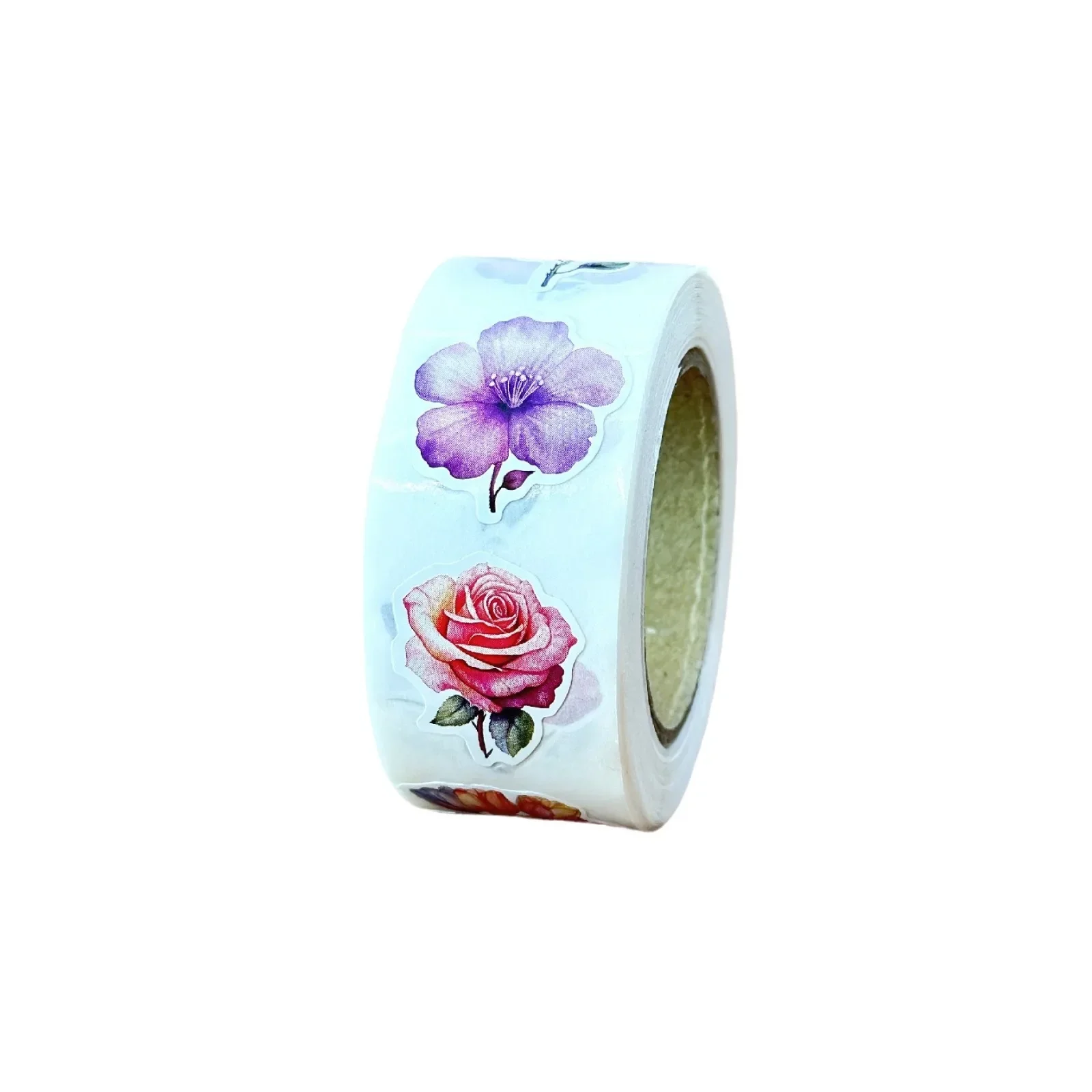 500Pcs/1 롤 2.5cm/1inch 아름다운 꽃 스티커 장식 선물 상자 스티커 라벨 편지지 스티커