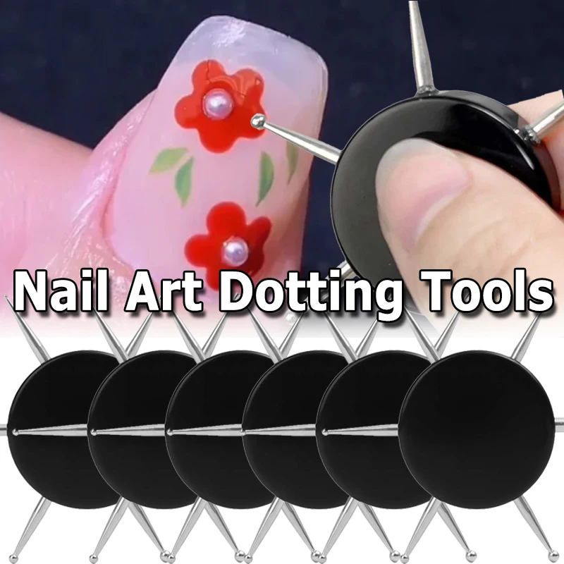 6 Head Nail Art Dotting Disc Drawing Liner Nails Drills Point UV Gel Nail Dot Painting Acrylic Salon Manicure Decoration Tools 3