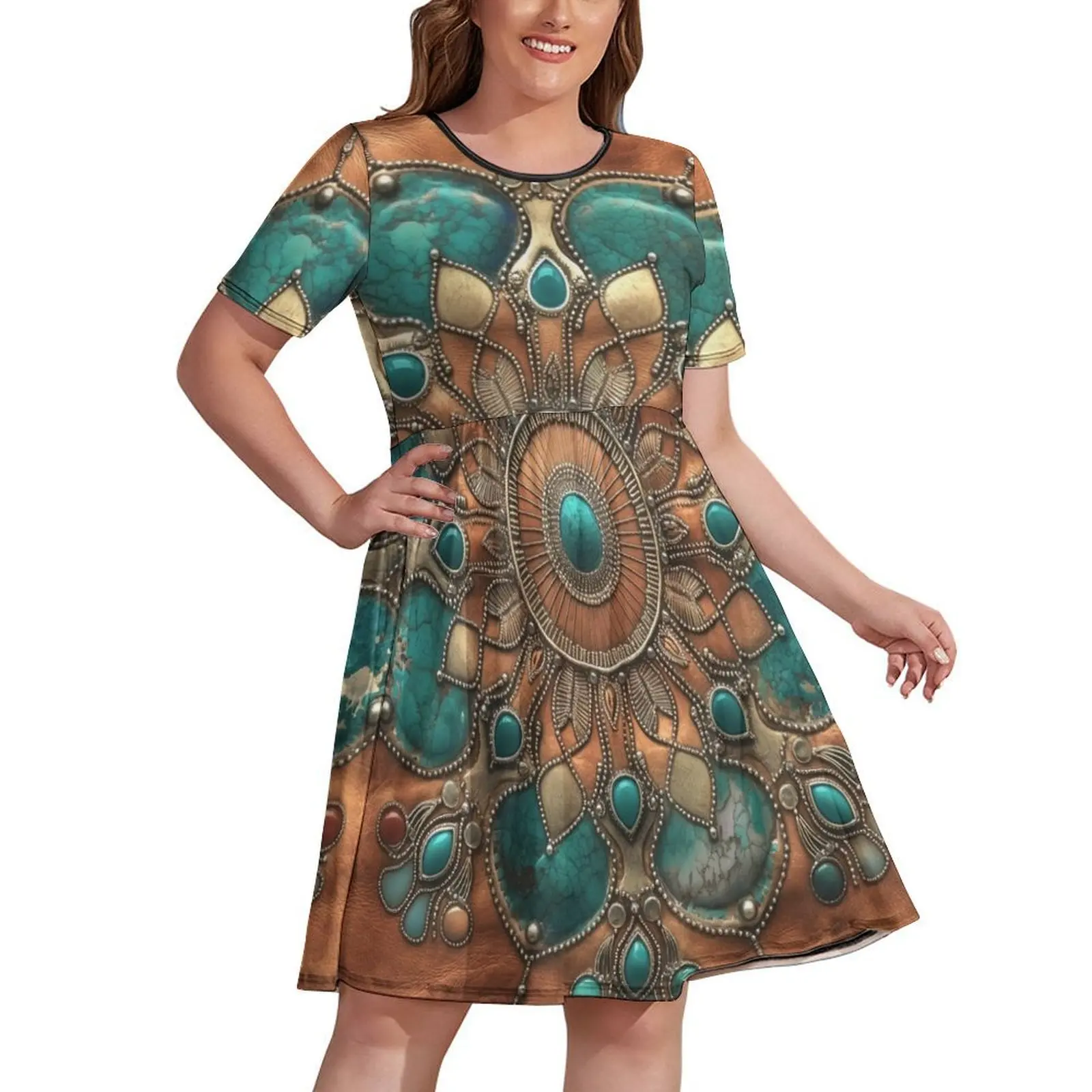 

Orange suede mandala and turquoise jewelry Dress Dresses fairy dress