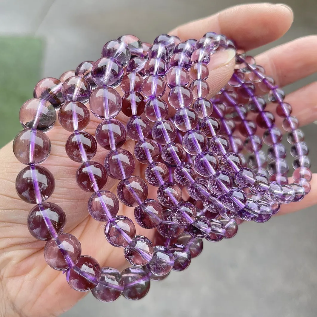 JD 7A Natürliche Brasilianische Eis Amethyst Perlen Armbänder Frauen Licht Lila Energie Kristall Stein Strang Armband Reiki Healing Geschenke – Detail 7