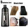 5 Minutes Fast  Natural Black Hair Dye Shampoo Organic Permanent Gray White Hair To Black Hair Dye Shampoo for Women Man 500ml 1