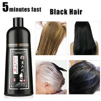 5 Minutes Fast  Natural Black Hair Dye Shampoo Organic Permanent Gray White Hair To Black Hair Dye Shampoo for Women Man 500ml 1