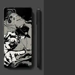 Black Soft Phone Cover with One Piece Ace and Zoro Design for Redmi Note 10 (Mix01)