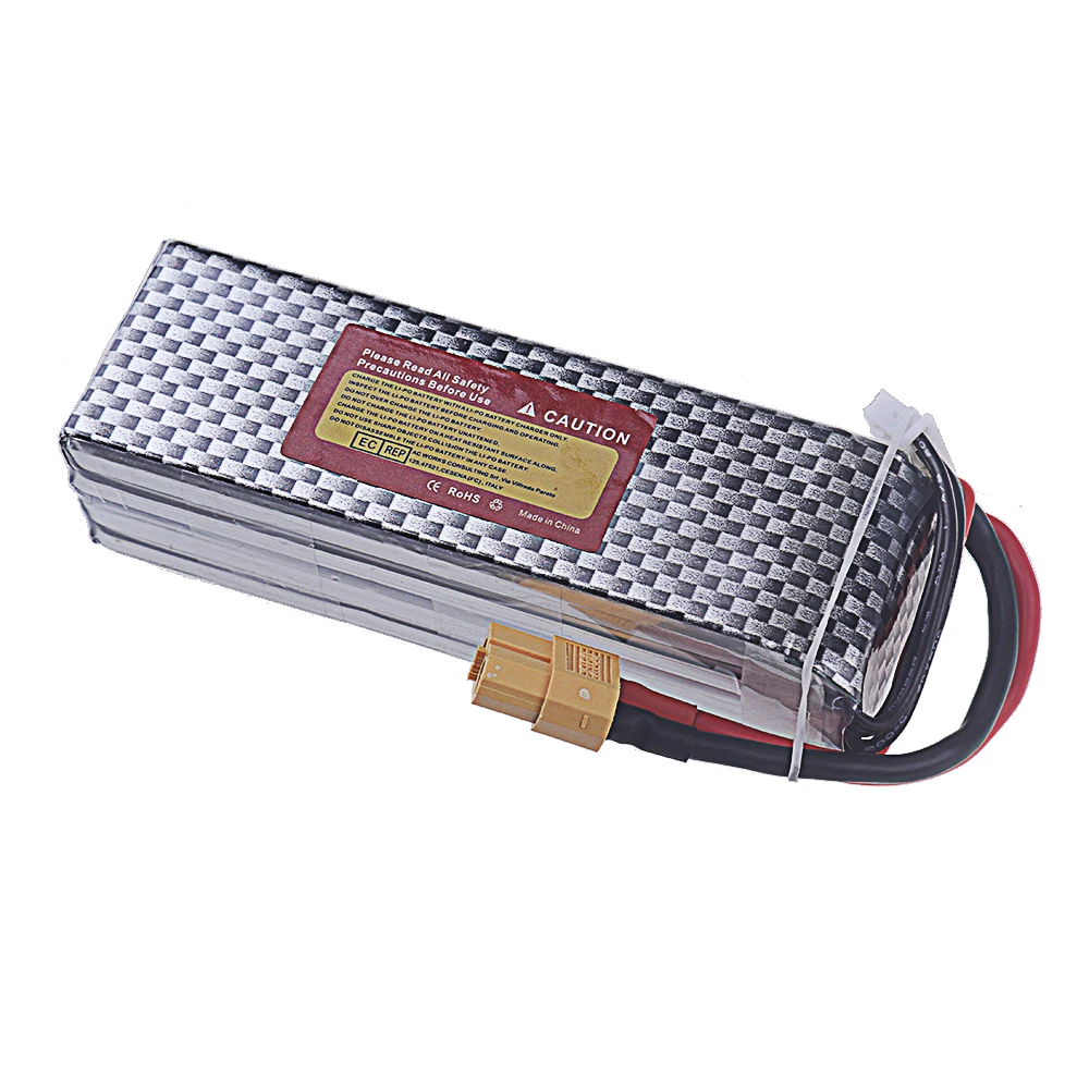 Pack batterie LiPo 14.8V 2200mAh 4S 60C avec câbles et connecteurs JST et XT30