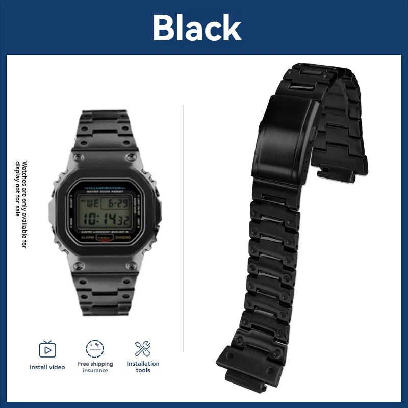 Elegant Stainless Steel Metal Watch Band & Case for Premium Watch Modification