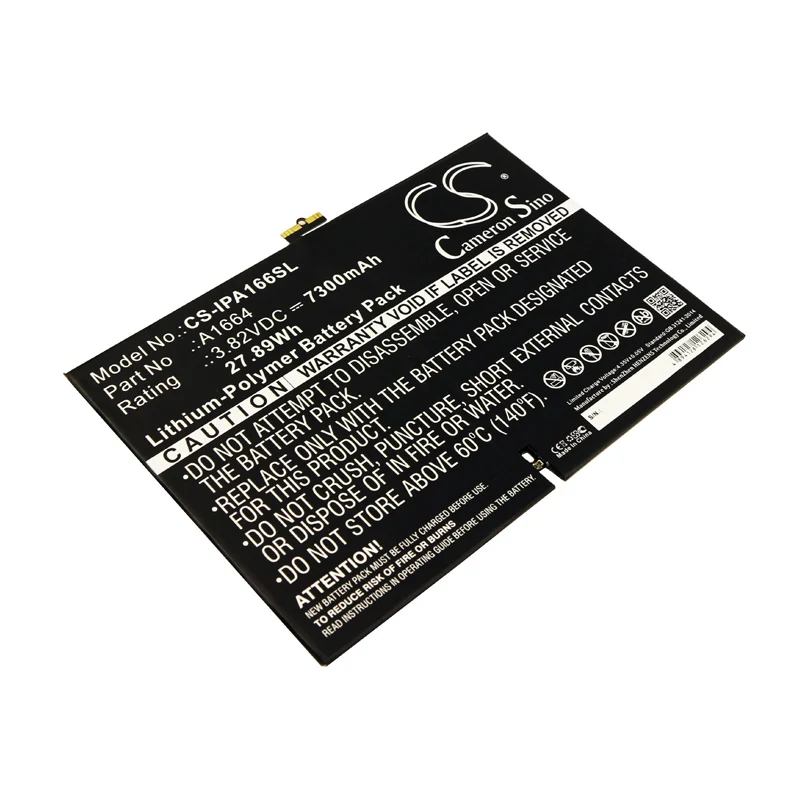 

Tablet Battery For Apple A1664 iPad Pro 9.7 A1673 A1675 6.3 6.4 A1674 10.2 2019 7th Gen Volts 3.82 Capacity 7300mAh