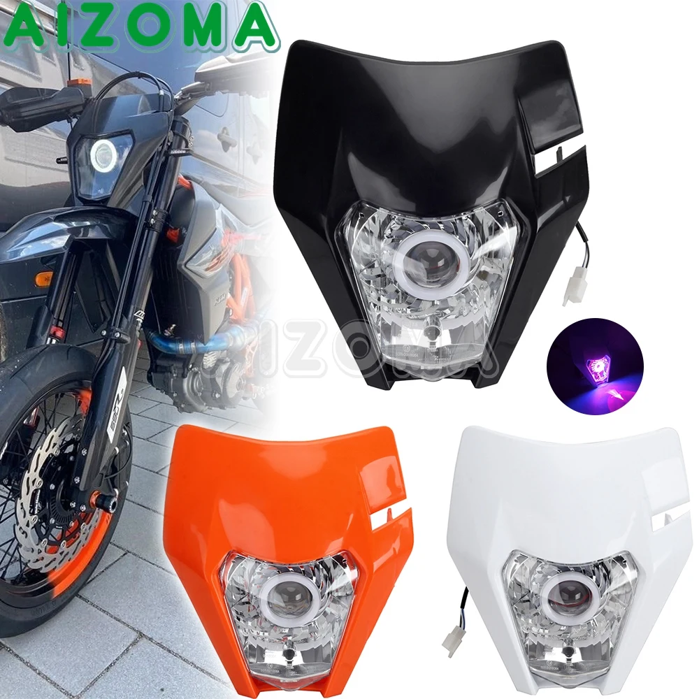 

Supermoto LED RGB Angel Eye маска на фару Обложка для SMC XC-W EXC EXC-F Enduro FC FE TC TE TX FX 125 250 300 350 450 500 650