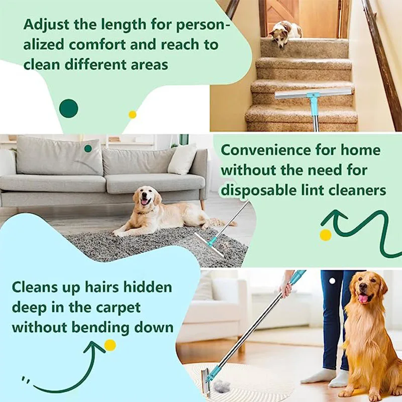 Pet Hair Remover Carpet Rake Adjustable Long Handle Cat Dog Hair Broom  Carpet Scraper and Brush Reusable Fur Lint Remover - AliExpress