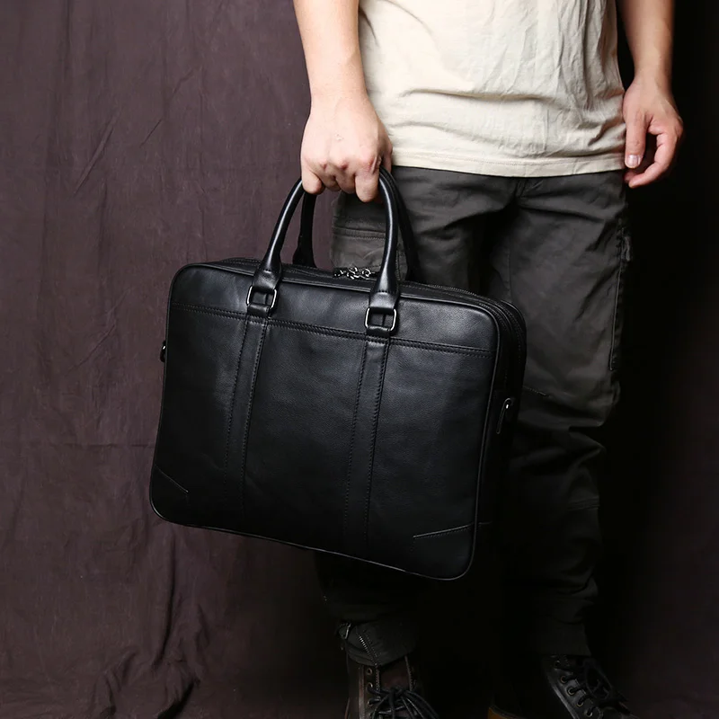 

Retro Leather Handbag men's Horizontal Large-capacity Messenger Briefcase First Layer Cowhide Business Computer Bag