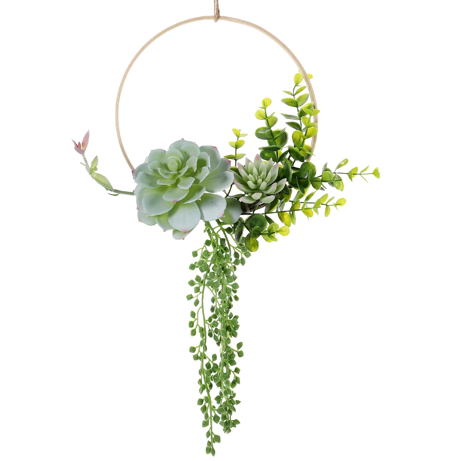 

Plant Artificial Green Succulent Bamboo Ring Home Room Shopping Mall Wall Decoration Hanging Garland Plants Plastic