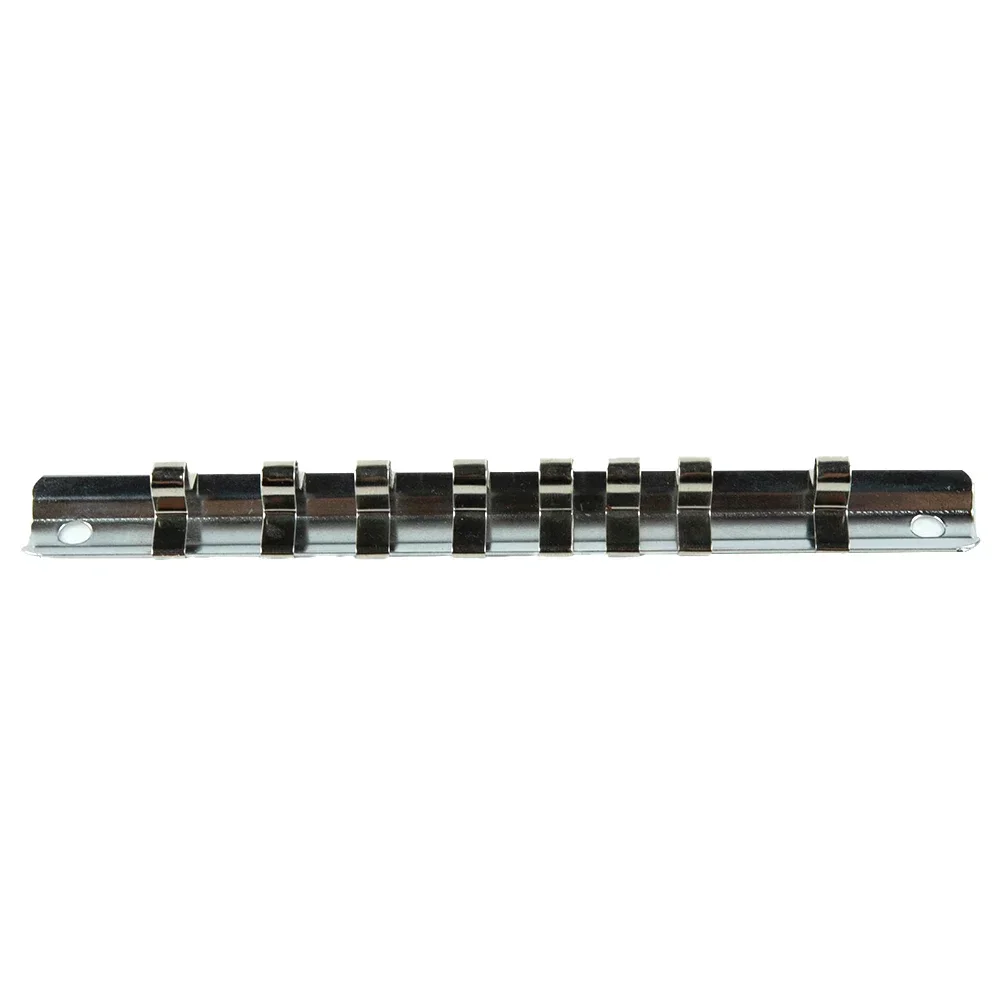 Socket Storage Rack Holder 1/4‘’ 3/8‘’ 1/2‘’ With 8 Clips On Rail Tool Organizer Storage Power Tool Accessories 3
