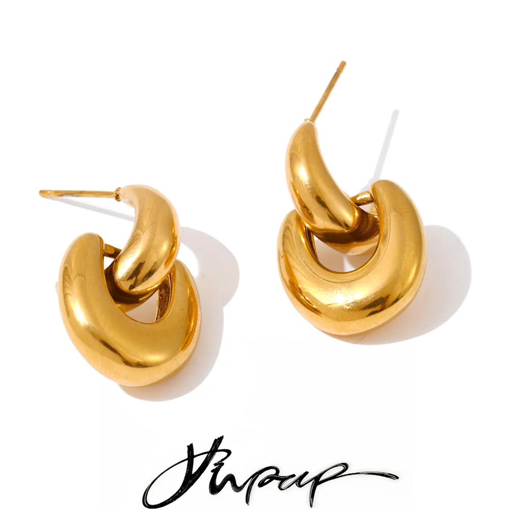 Yhpup Stainless Steel U-Shape Earrings