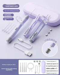 Illuminated Ear Cleaning Kit with Magnifying Glass and Soft Silicone Tips (Purple 3pcs - Set)