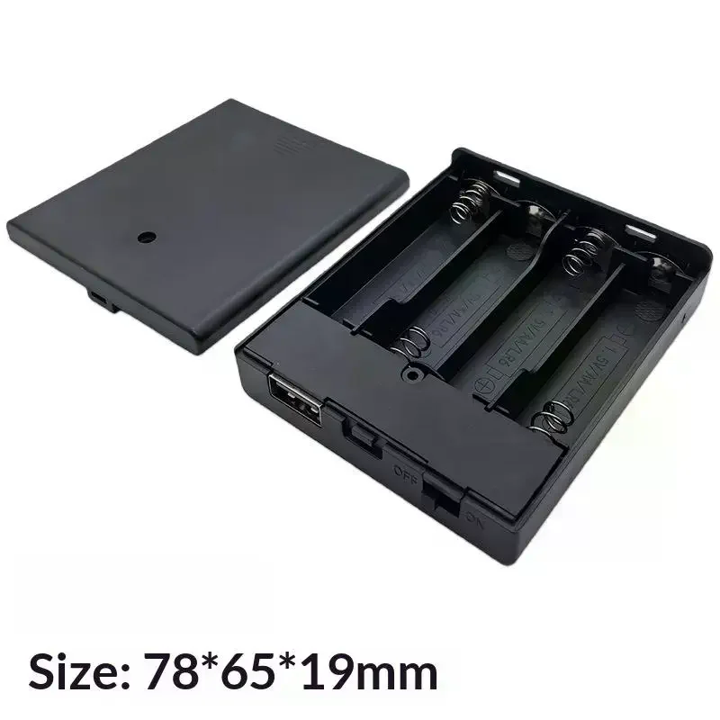 새로운 할인 상품 1개 4슬롯 AA 배터리 홀더 5번 배터리 케이스 전원 스위치 및 USB 소켓 포함 무등 AA 배터리 박스