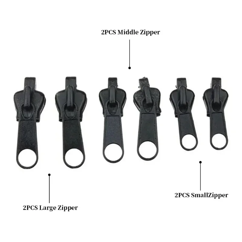 3 Sizes Universal Instant Zipper Repair Kit Replacement 24/12/6Pcs Zip Slider Teeth Rescue Tool for Sewing Clothes Bags DIY Sew