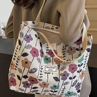 Sac à bandoulière simple de grande capacité pour femmes, sac en toile de Style Ins, sac fourre-tout pour classe, sac de transport 6