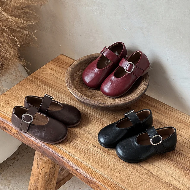 Autumn Girl's Flat Shoes Round Toe Hook-loop Shallow Chic Kid's Shoe Solid Colors Anti-slip Daily Casual Children Shoe 7-12Y