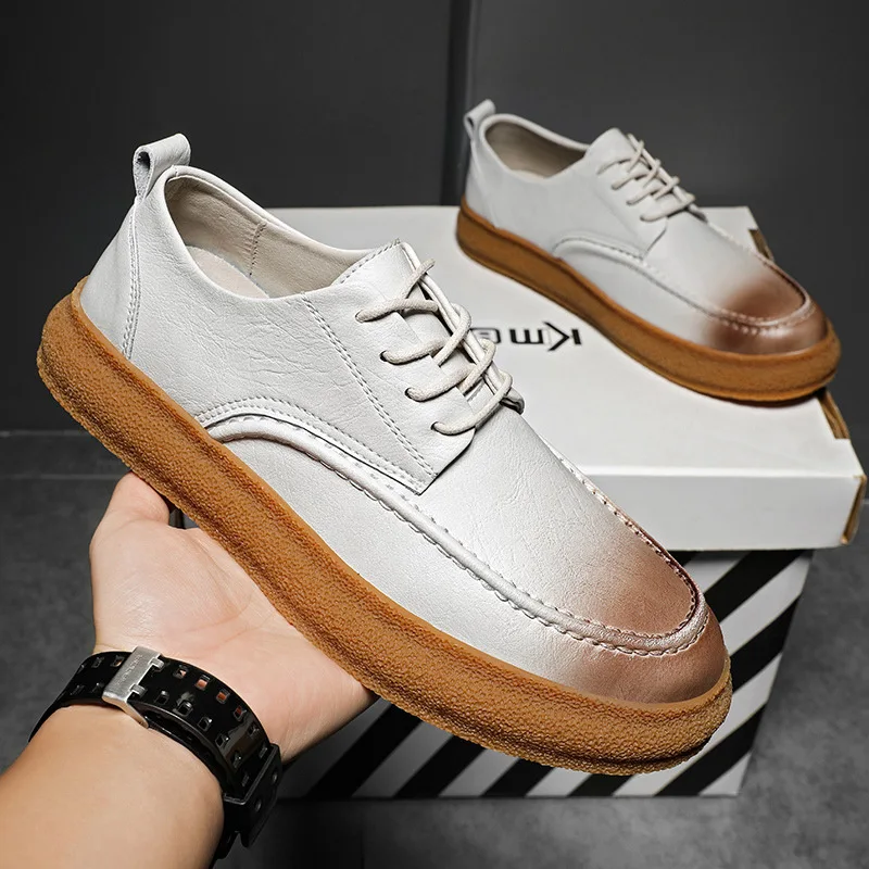ZFTL Men's Casual shoes Genuine Leather luxury shoes Man Sneakers Gradient British Business Formal Platform Leisure