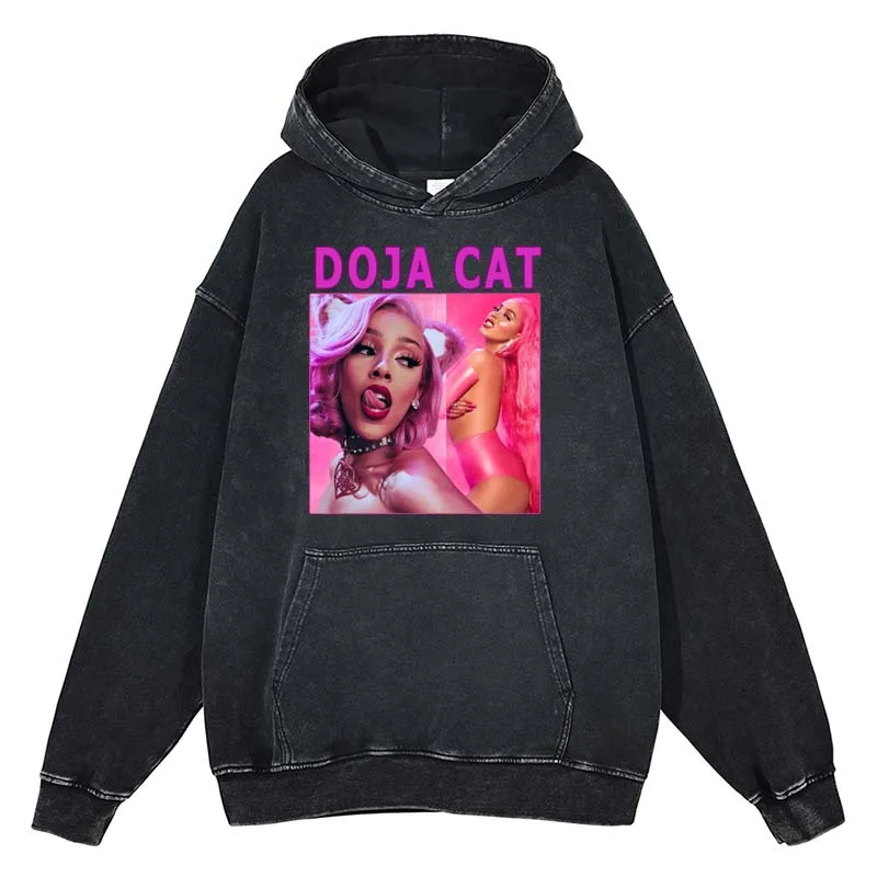 

Doja Cat Graphic Hoodies Female Singer Vintage Washed Tops Oversized Men Harajuku Hip Hop Sweatshirts Women Cotton Pullover