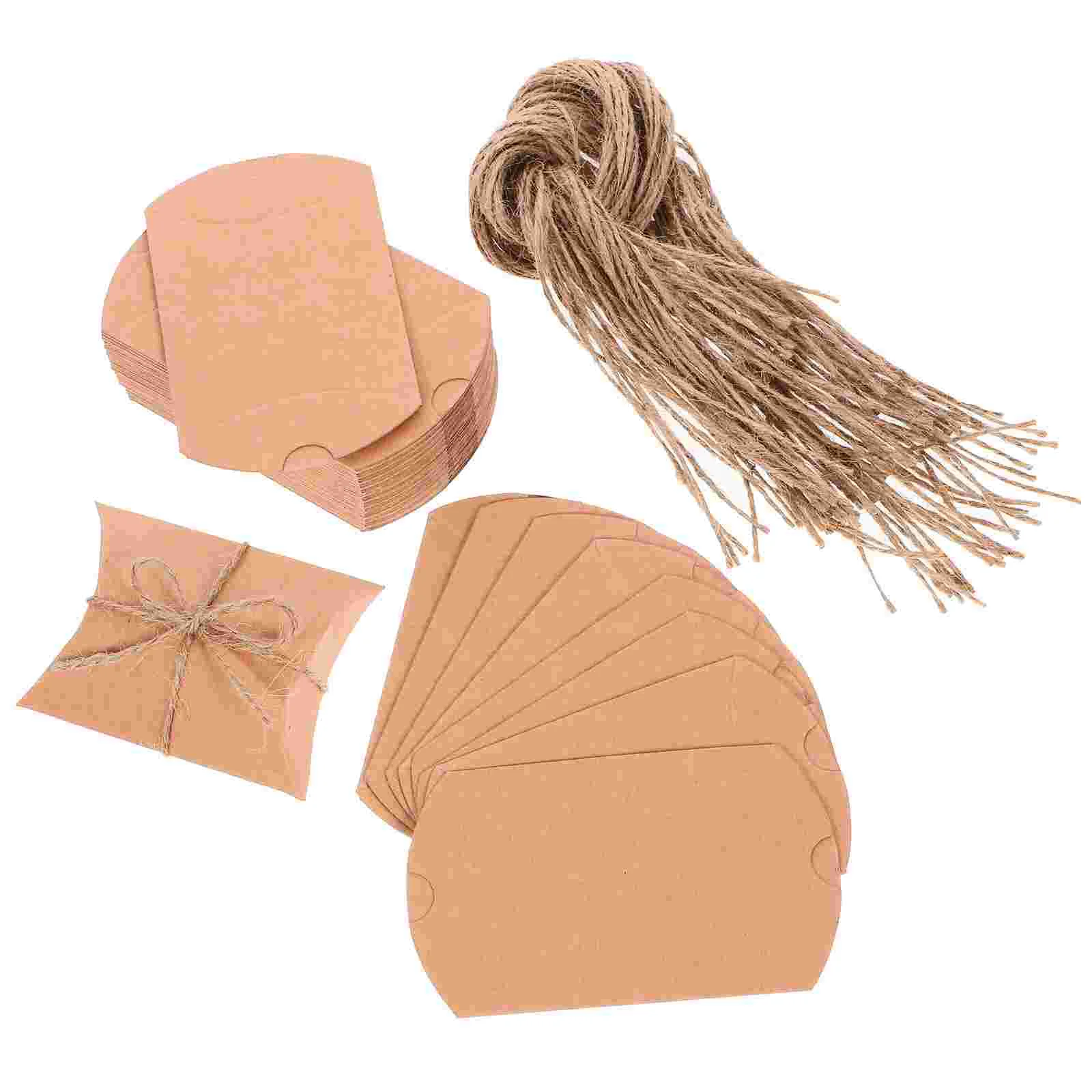 

50 pcs Small Candy Boxes Paper Gift Boxes Candy Packing Boxes Pillow Packaging Boxes with Ropes