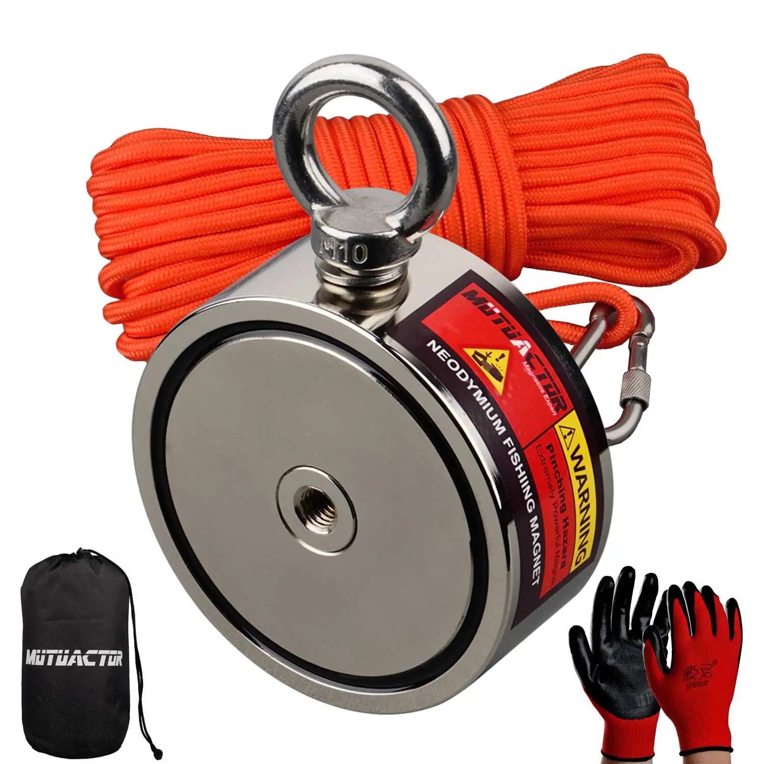 Super Strong Two sided 1200LBS*2 Neodymium Fishing Magnet kit Retrieving  Salvage Magnets Safety Box Durable15M Rope