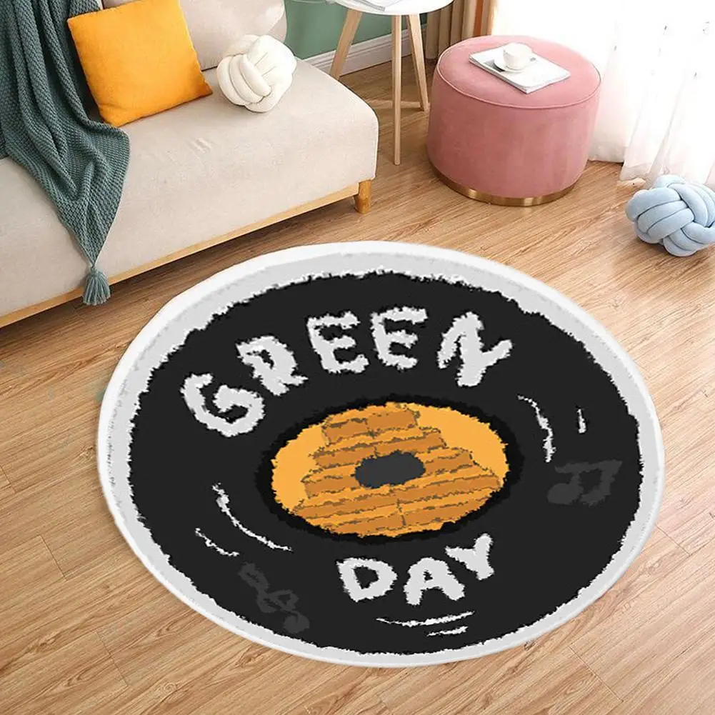

Creative Retro CD Black Record Living Room Round Blanket Tea Table Bedroom Bedside Circular Floor Mat