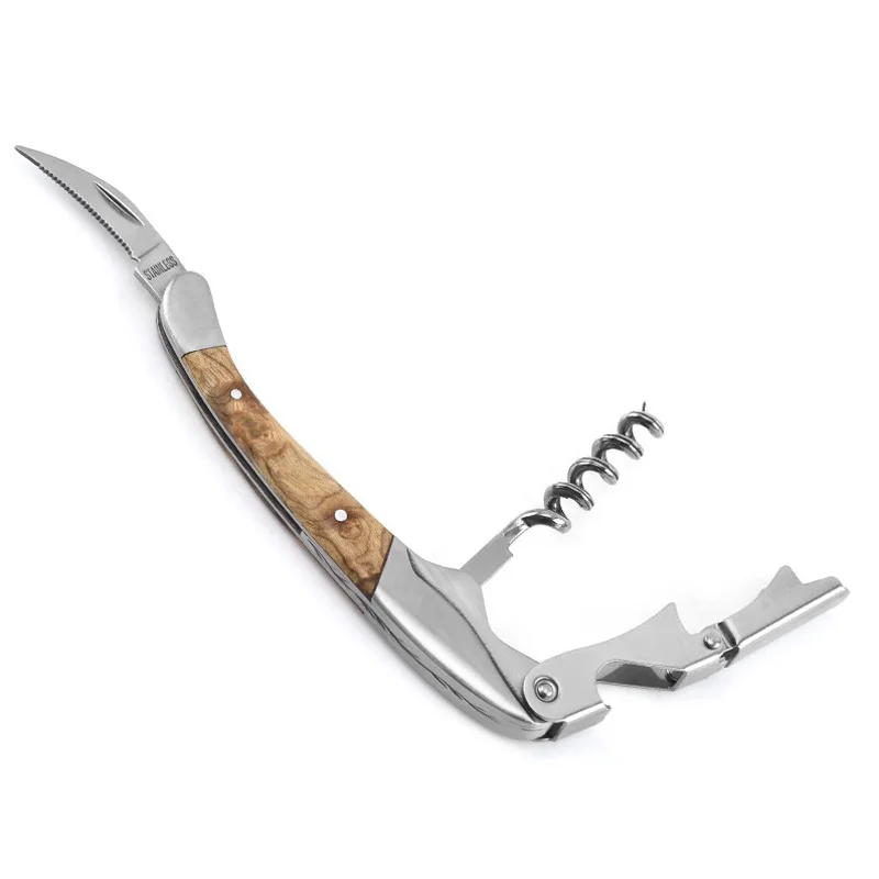 100 Teile/los Professionelle Rotwein Opener Holzgriff Multifunktions Tragbare Schraube Korkenzieher Küche Werkzeuge Wein Bier Flasche Opener – Detail 6
