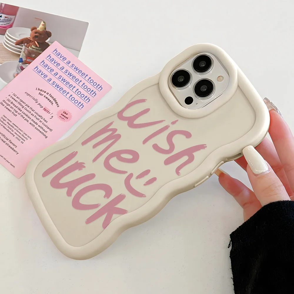 3D DIY Wave Phone Cases For iPhone 15 Case iPhone 13 Pro Max 14 16 11 12 Xs X XR 6 7 8 Plus SE 2022 Korea Cute Bear Soft Cover