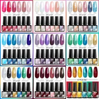 Mtssii 6pcs/set Glitter Gel Nail Polish Set Semi-permanent Nail Gel Metallic Gel Nail Polish DIY Nail Art Soak Off Uv Gel Kits 1