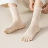 4 Pairs Five Finger Socks Women High Quality Cotton Toe Socks Autumn Spring Middle Tube Sports Socks with Separate Fingers 5